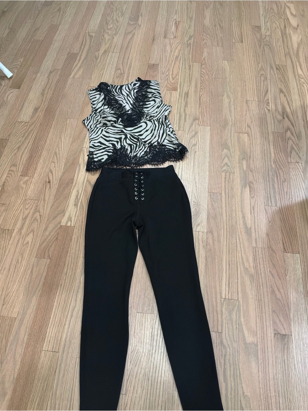 Express Black Lace-Up High-Waist Skinny Pants Sz XS